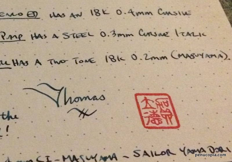 Signed letter using chop